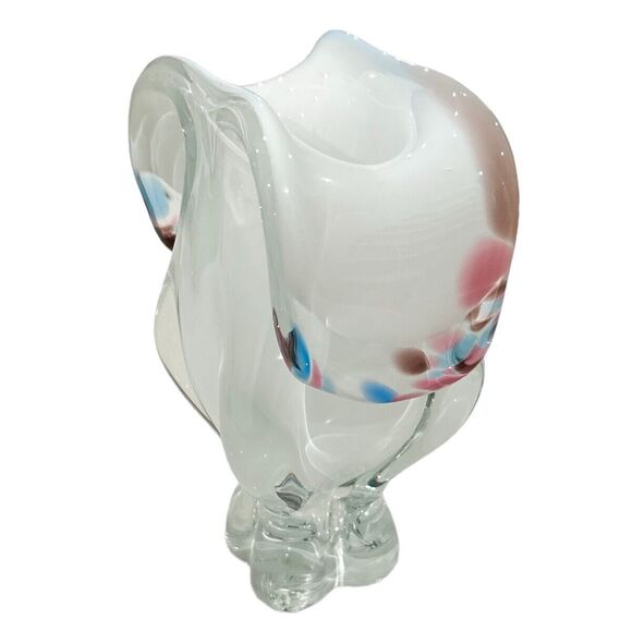 Bohemia Czech Republic Pink Blue and Brown Art Glass Hand Blown Glass Vase - Picture 2 of 9